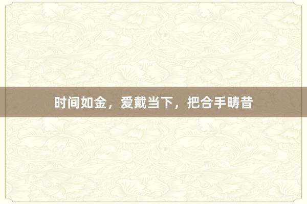 时间如金，爱戴当下，把合手畴昔