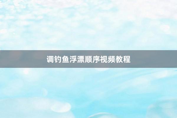 调钓鱼浮漂顺序视频教程